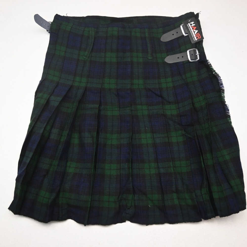 NEW 40 HAAUR TRADERS Scottish Tartan Mens Kilt Black Watch Leather Strap